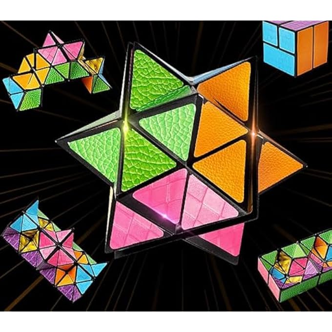 MAGIC CUBE, SPEED CUBE PUZZLE BRAIN TEASERS TOY GEOMETRIC BRAIN TEASER PUZZLES CUBE STICKER GEOMETRY 3D LOGIC IQ GAMES PUZZLE CUBES FOR KIDS AND ADULTS (STAR) - Image 2